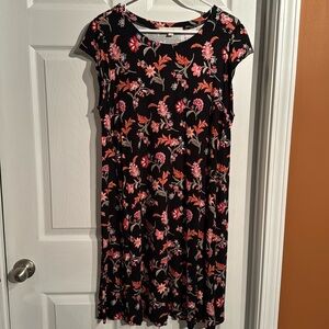 Loft dress black with flowers